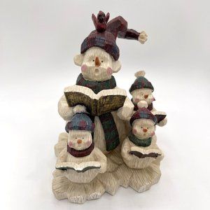 Christmas Snowman Figurine Family Carolers Bird Table Decoration